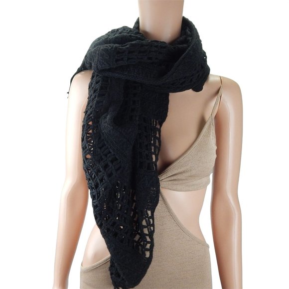 Women's Shawl Black  Multi Way Wear Knit Sweater One Size - Picture 5 of 10